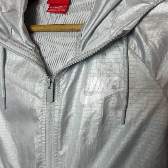 Nike Reflective Windbreaker Zipper Up White‎ Size XS - Picture 2 of 8